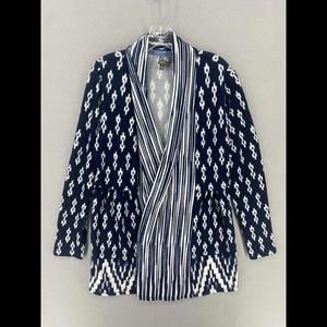 Anthropologie One September Martingale Cardigan Women’s Medium Blue Ikat Drape